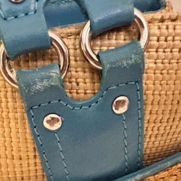 Cole Haan "Megan Straw" Shoulder/Satchel Bag with Leather Trim-VGUC - Picture 14 of 15